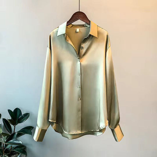 Heidi-Mode | Damen Seidenbluse mit Luxuriösem Glanz Elegante Business Mode