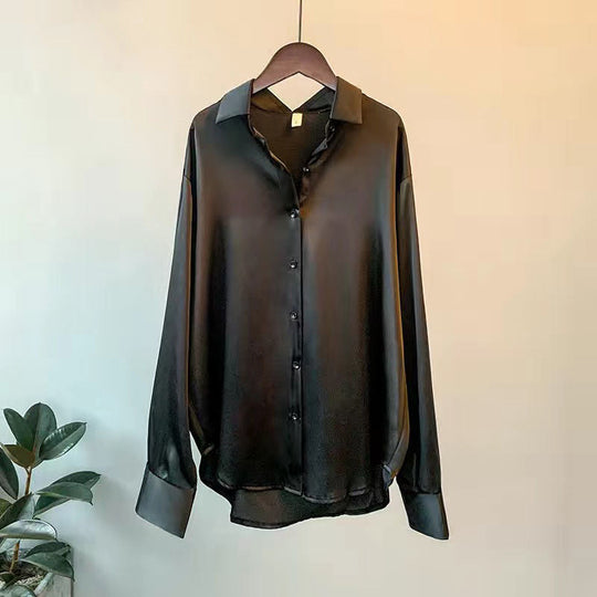 Heidi-Mode | Damen Seidenbluse mit Luxuriösem Glanz Elegante Business Mode