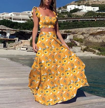 Heidi zweiteiliges Sommerkleid mit Boho-Print