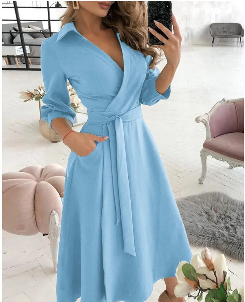 Heidi-Mode | Damen Wickelkleid mit Riemen Eleganter Schnitt, Vielseitig Tragbar