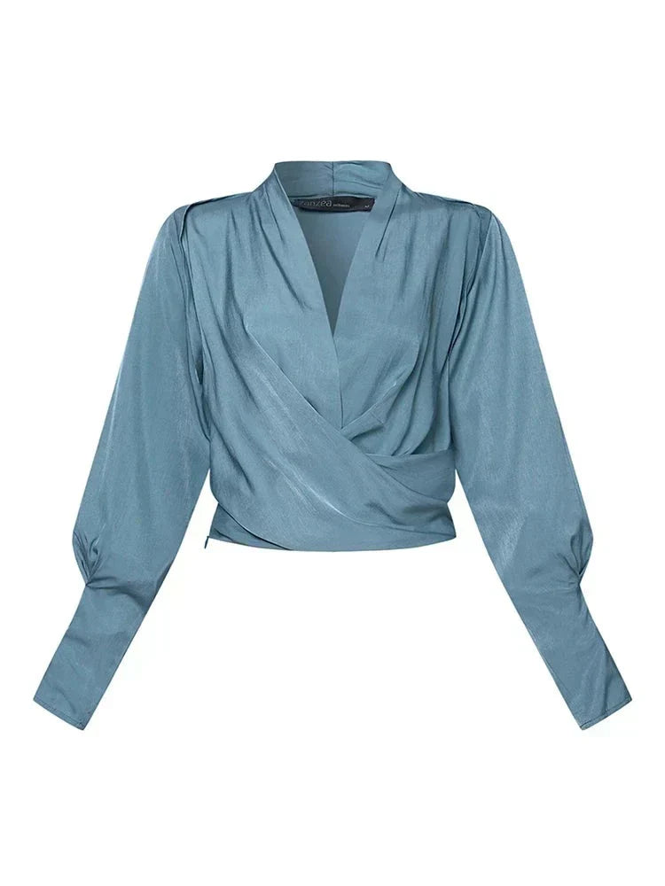 Heidi-Mode | V-ausschnitt Bluse aus Satin