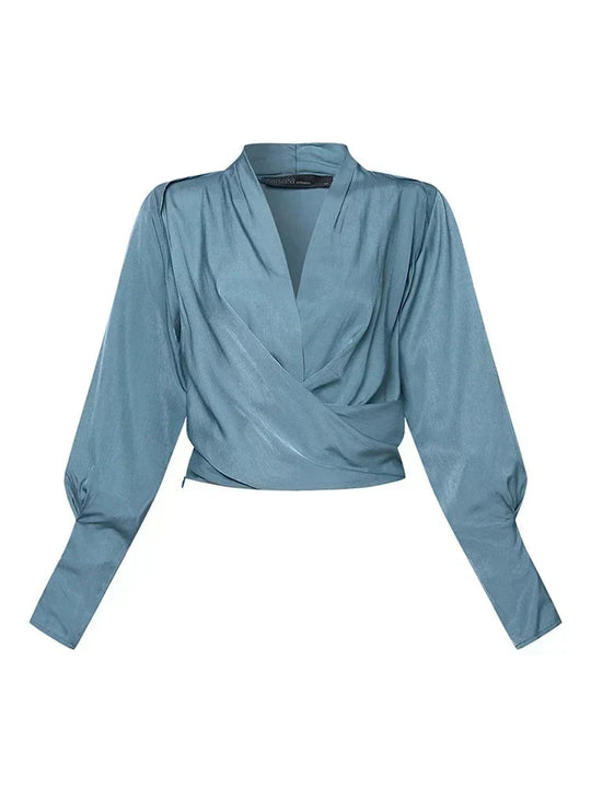 Heidi-Mode | V-ausschnitt Bluse aus Satin