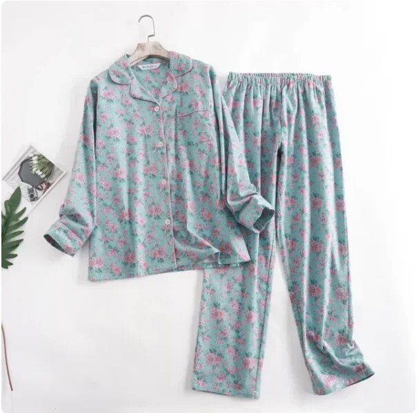 Heidi-Mode | Bequemes Damen Pyjama Satz mit Lebendigen Mustern Zweiteiler