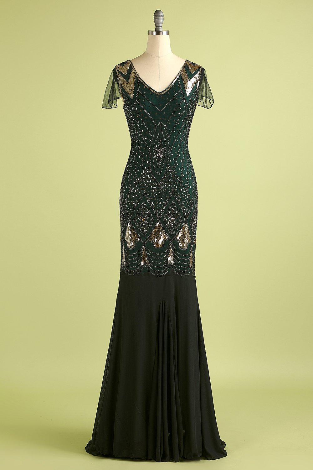 Heidi-Mode | Damen Lange Pailletten Flapper Kleid Maxi