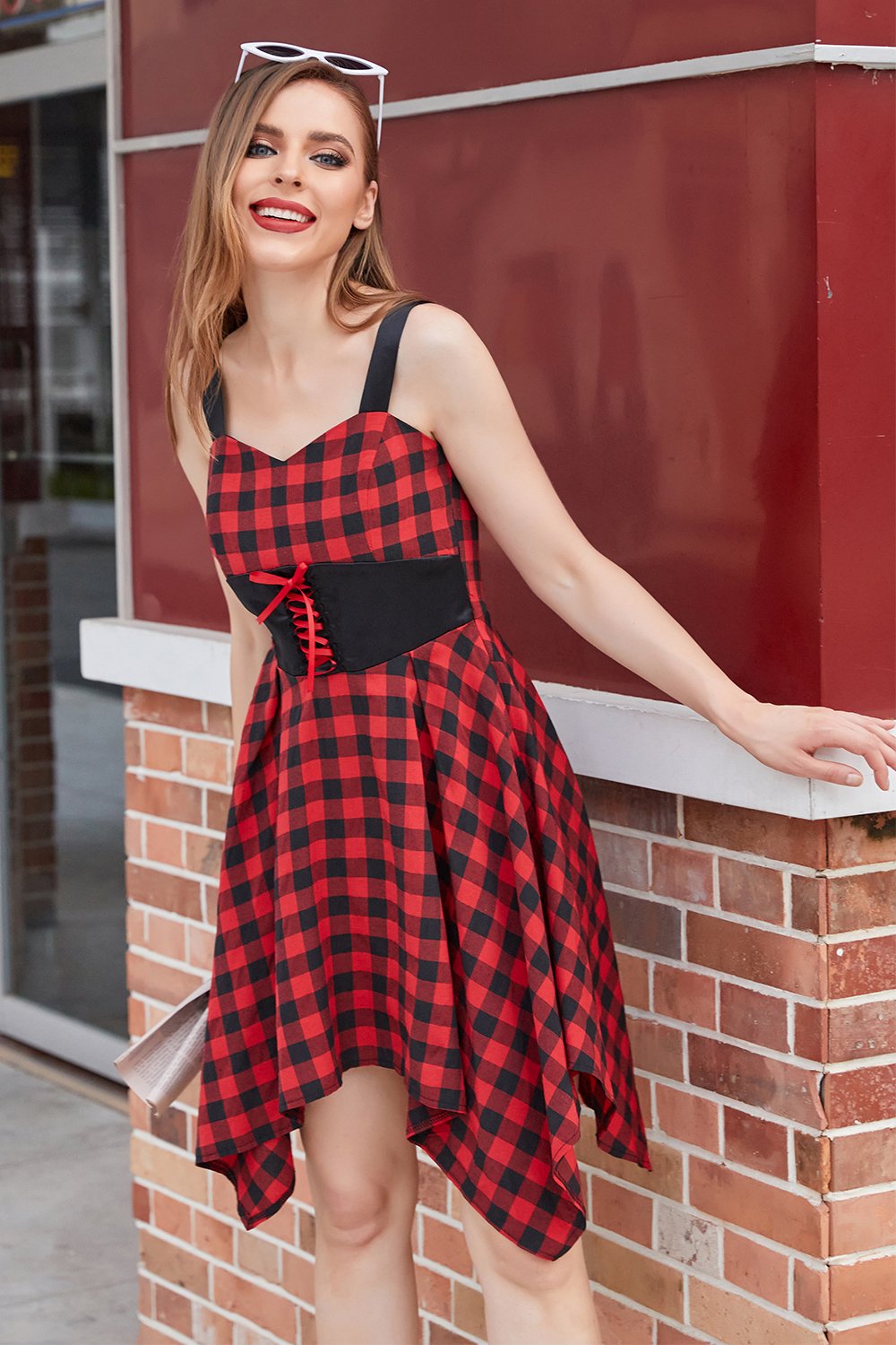 Rotes und schwarzes Vintage-Plaid