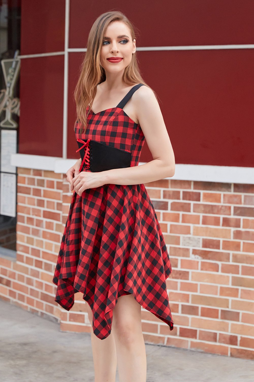 Rotes und schwarzes Vintage-Plaid