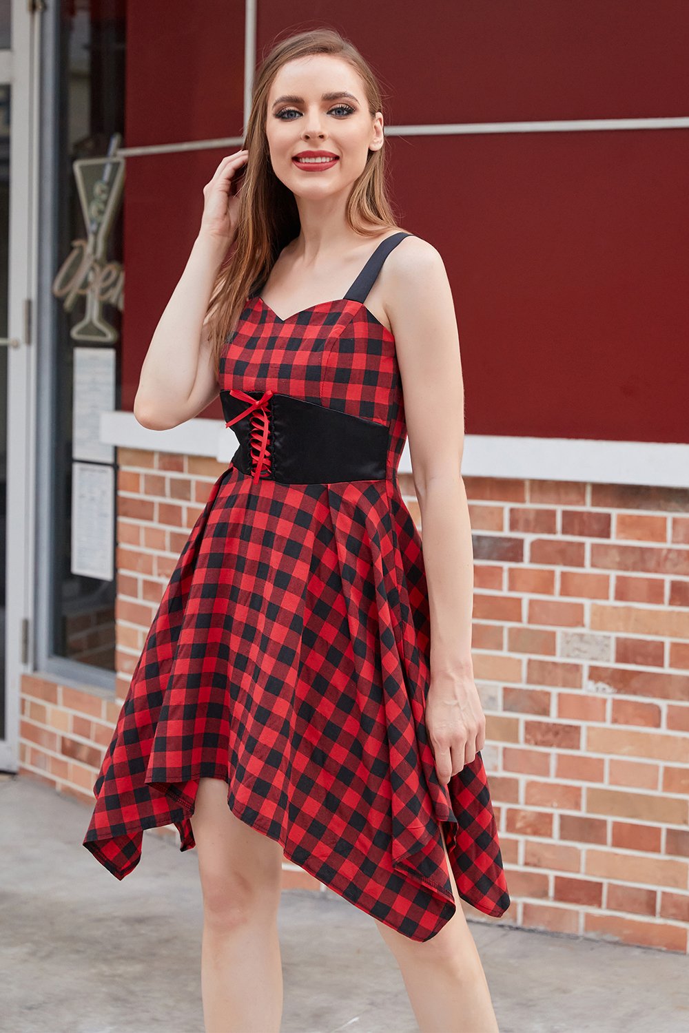 Rotes und schwarzes Vintage-Plaid