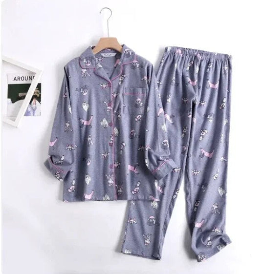 Heidi-Mode | Bequemes Damen Pyjama Satz mit Lebendigen Mustern Zweiteiler