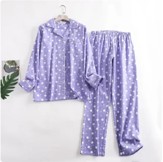 Heidi-Mode | Bequemes Damen Pyjama Satz mit Lebendigen Mustern Zweiteiler