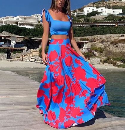 Heidi - Sexy zweiteiliges Sommerkleid mit Boho-Print