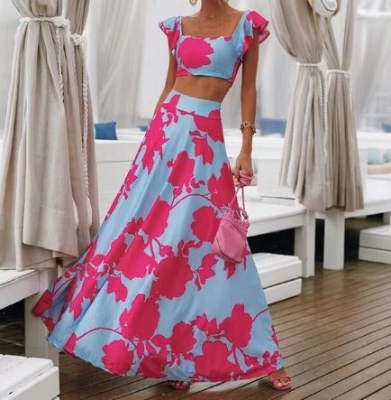 Heidi zweiteiliges Sommerkleid mit Boho-Print