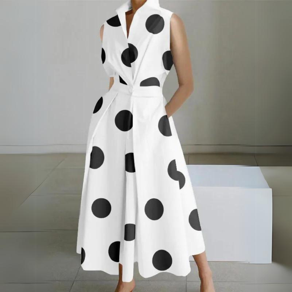 Heidi-Mode | Ärmelloses Polka-Dot Midi-Kleid