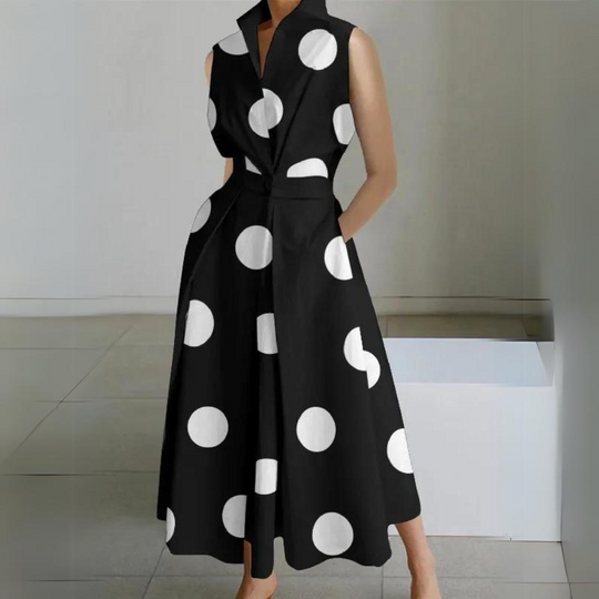 Heidi-Mode | Ärmelloses Polka-Dot Midi-Kleid