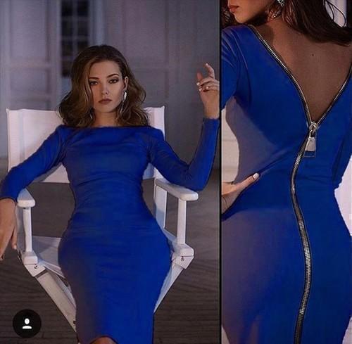 Heidi-Mode | Reißverschluss Rücken Enganliegend Langarm Kleid