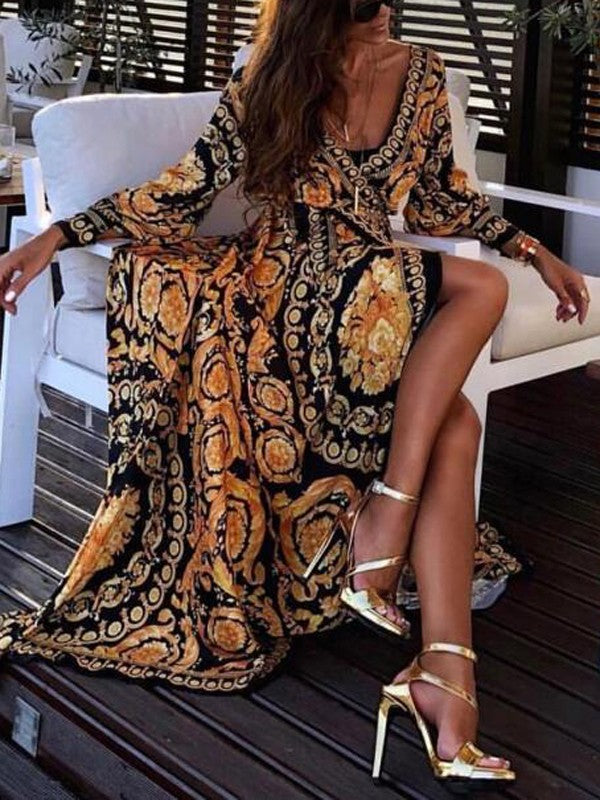 Wickelkleid | Boho Damenkleid mit Schlitz
