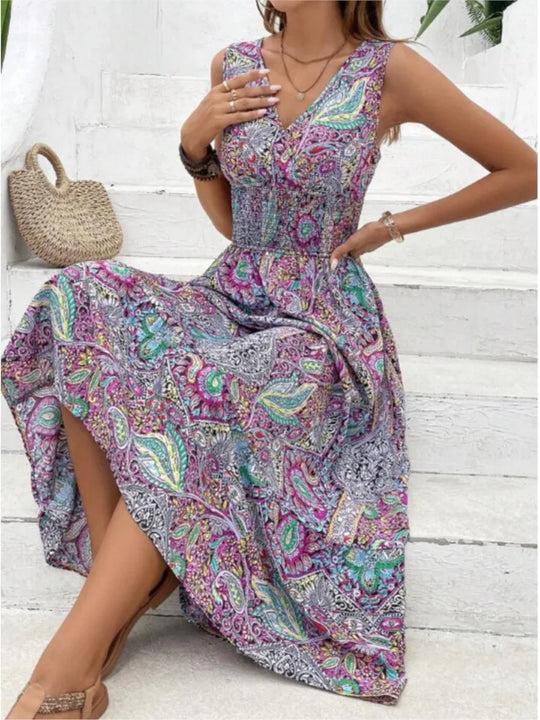 bohemien jurk met hoge taille