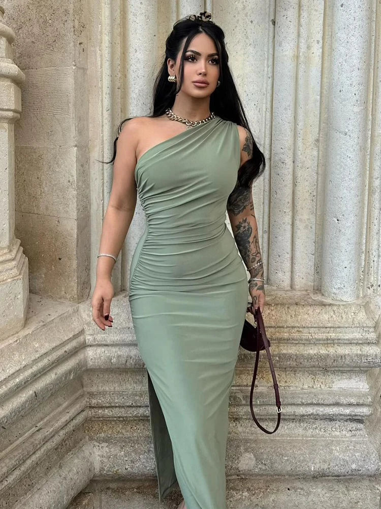 Diva Zomer Zwarte Maxi Jurk met Sexy Split