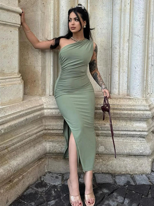 Diva Zomer Zwarte Maxi Jurk met Sexy Split