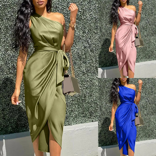 Sexy Één Schouder Zomerjurk Plus Size Galajurk