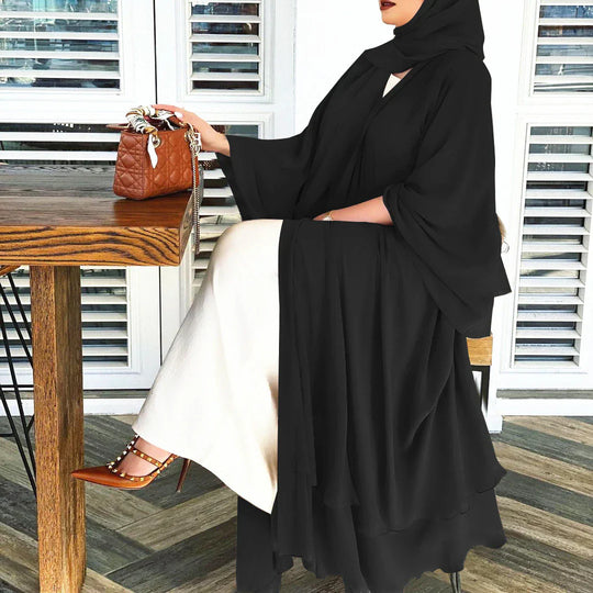 Heidi-Mode - Offene Amina Abaya mit Hijab