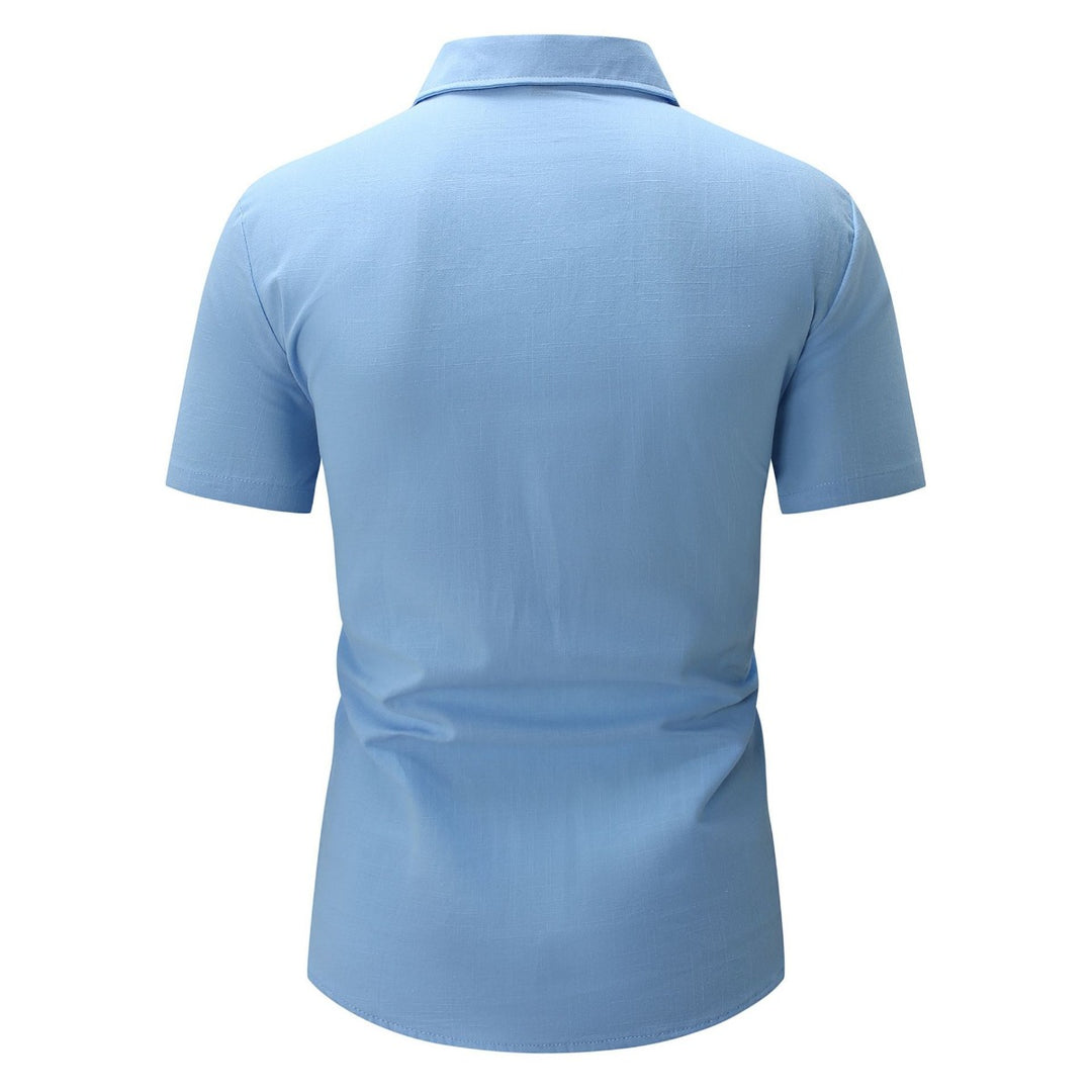Heidi Mode | Leinen Revers Tether V-Ausschnitt Kurzarm-Shirt