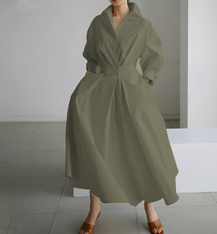Heidi-Mode | Langärmliges Hemdkleid mit Elastischem Taillenbund