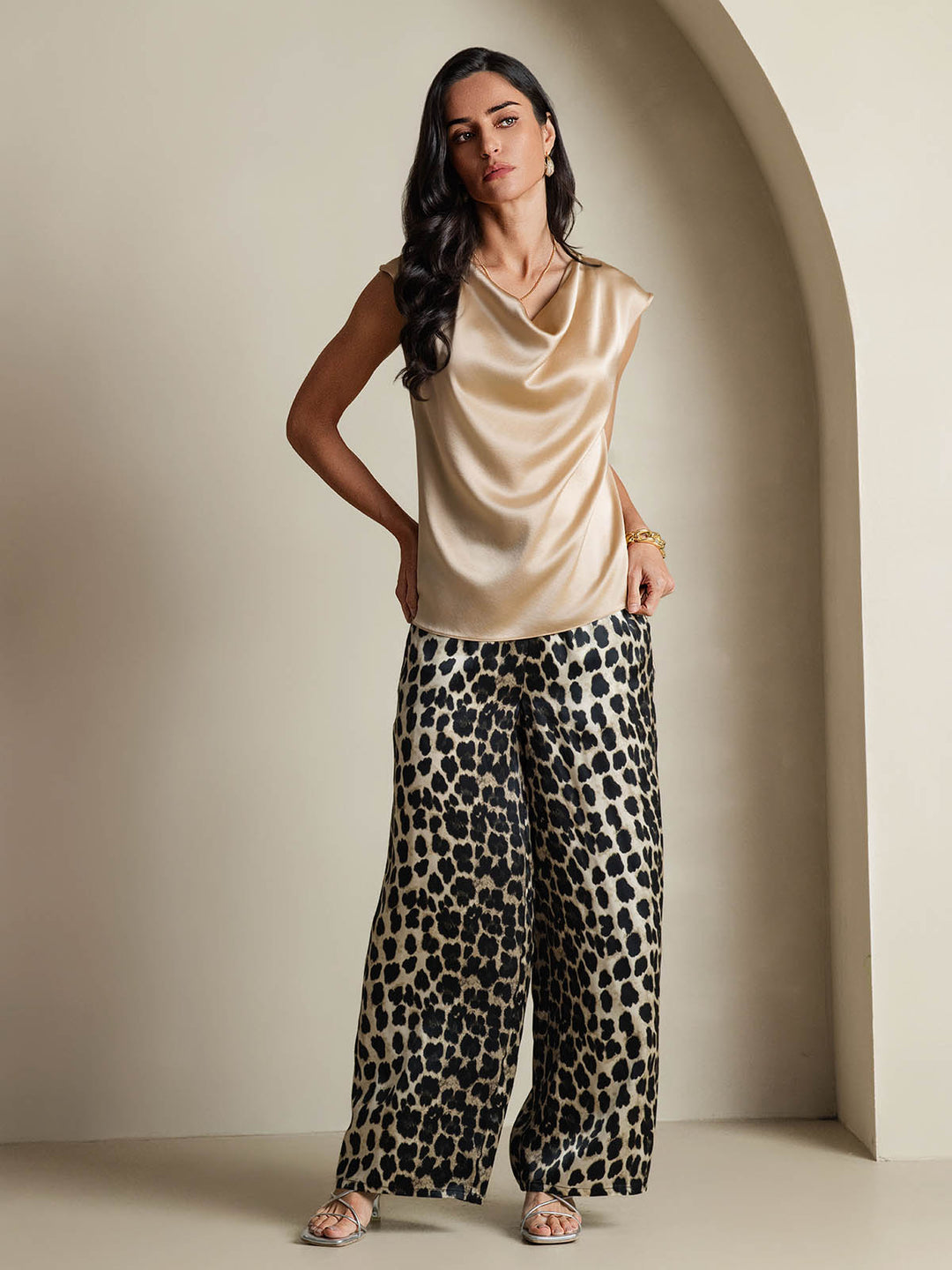 Heidi-Mode | Seiden Kappenärmel Halskragen Tanktop Bluse