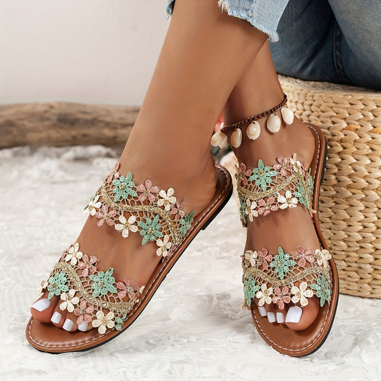 Heidi-Mode | Damen Flip-Flops Blumenmuster