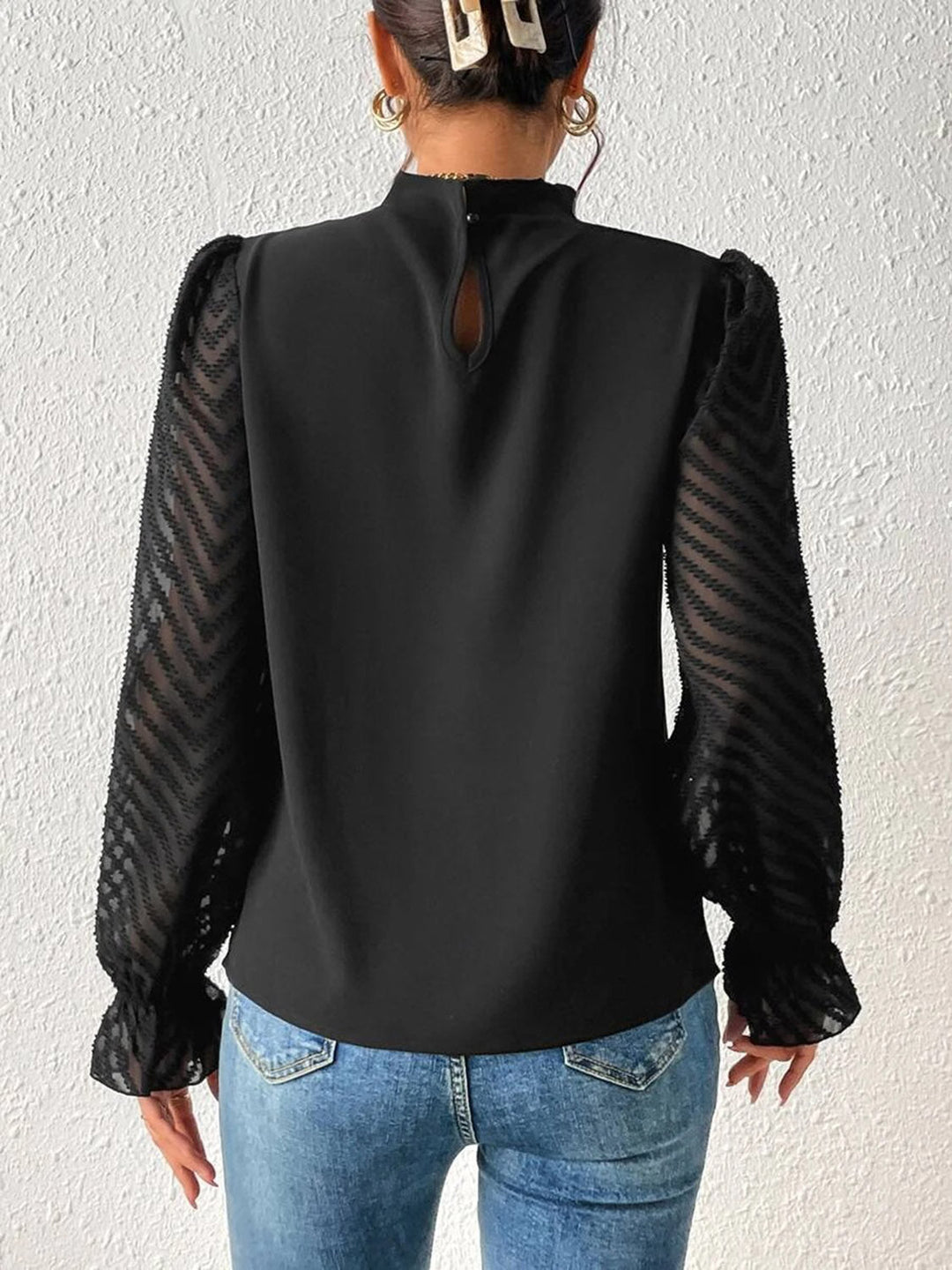 Heidi-Mode | Mock Neck Rüschensaum Bluse