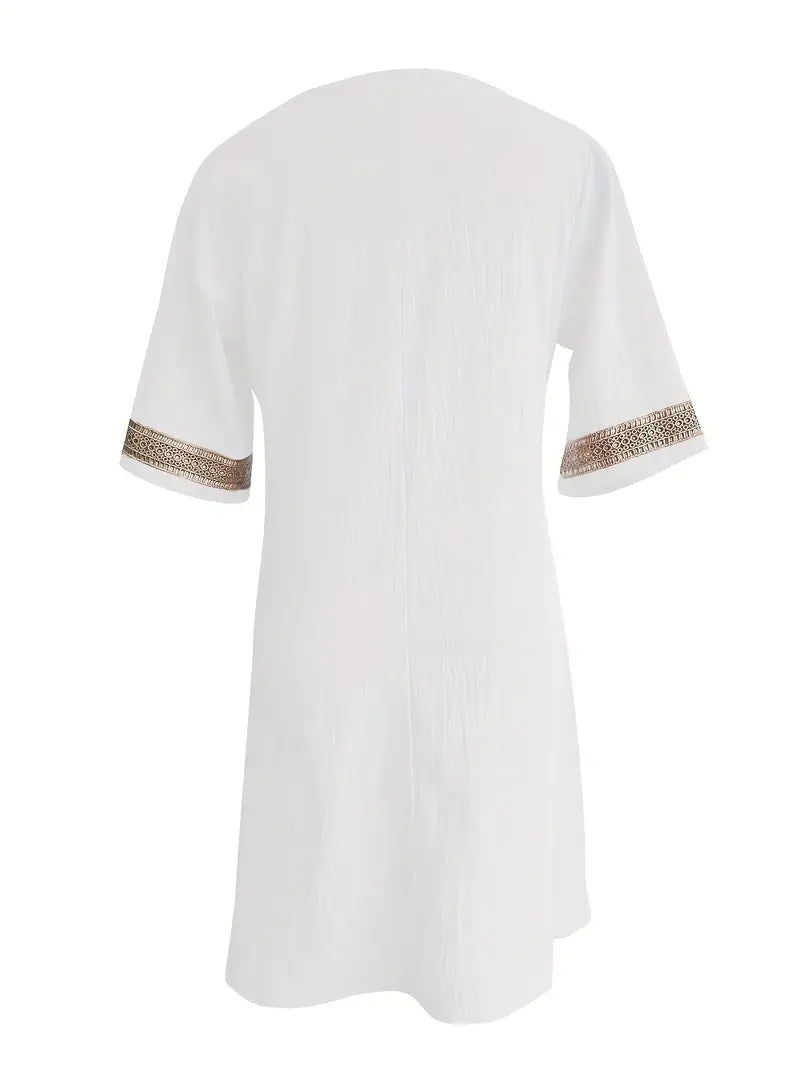 Guipure Spitzen V Ausschnitt Kleid