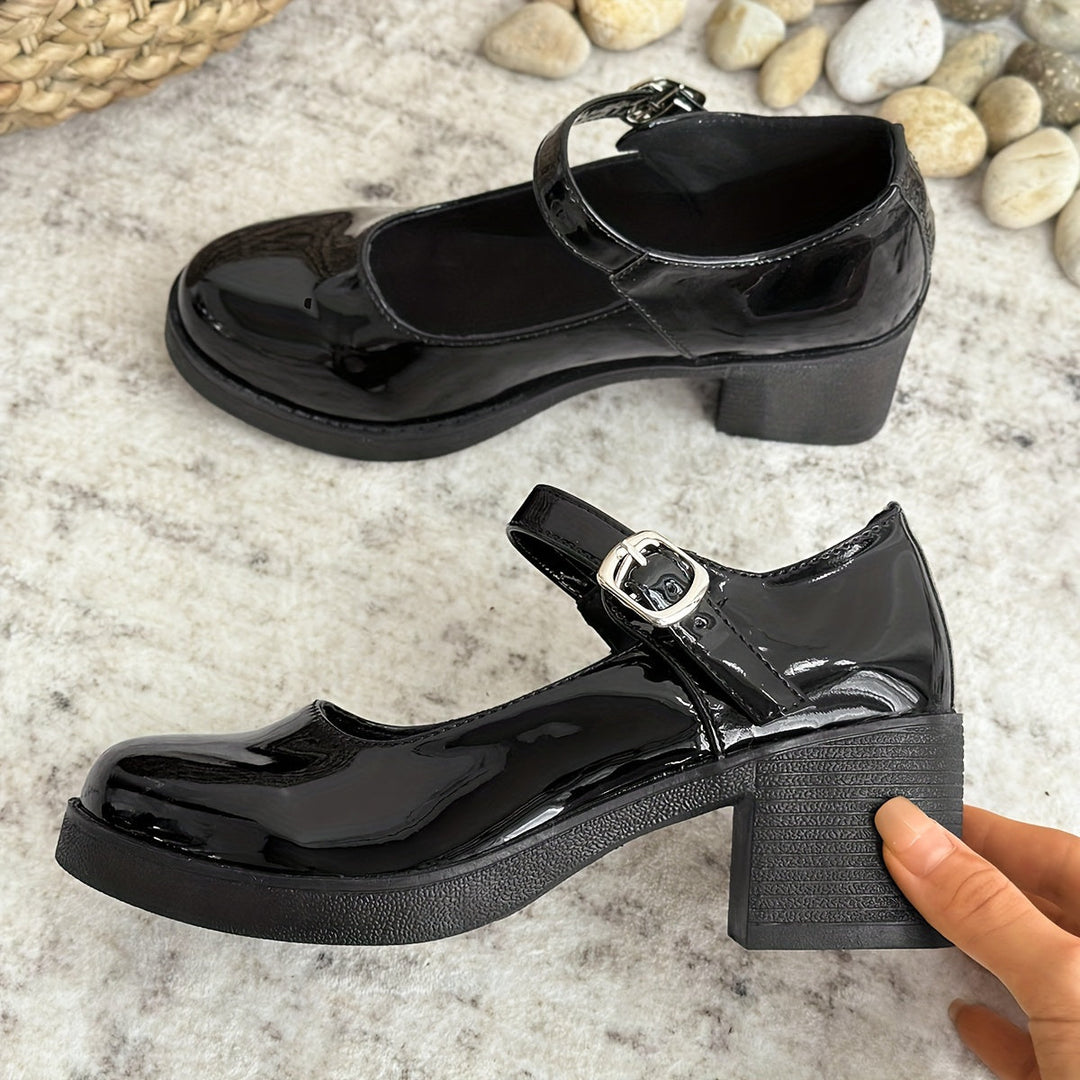 Heidi-Mode | Elegante Mary Jane Pumps mit Bequemem Blockabsatz