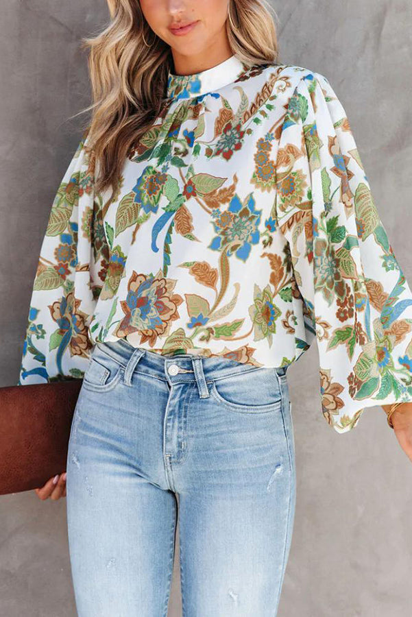 Heidi-Mode | Shady Grove Gedruckte Ballonärmels Bluse