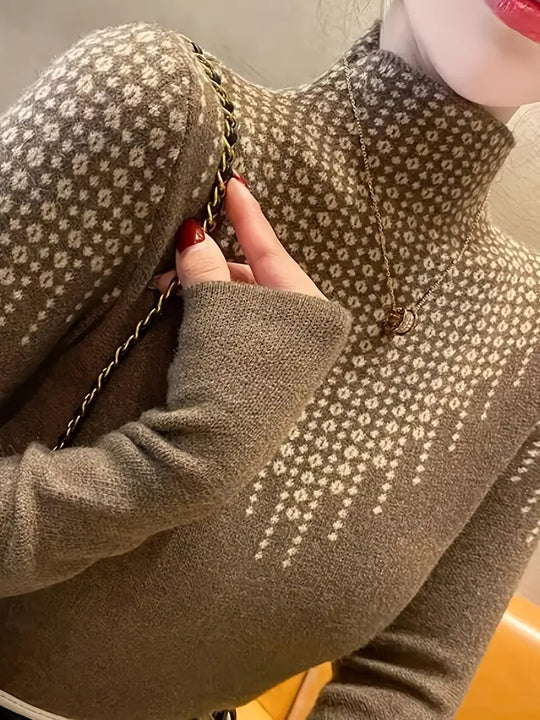 Heidi-Mode | Rollkragenpullover Mit Geometrischer Eleganz