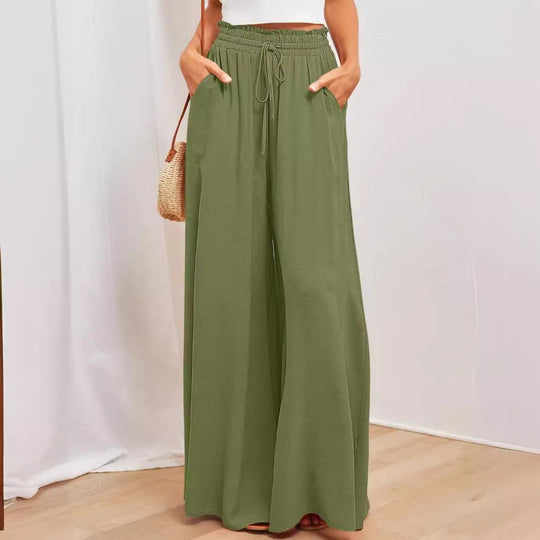 Heidi Mode | Elastischer Gürtel Weites Bein Hohe Taille Hose