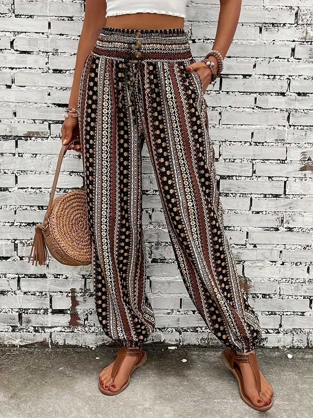 Heidi-Mode | Hohe Taille Druckhose Instant Boho Vibe