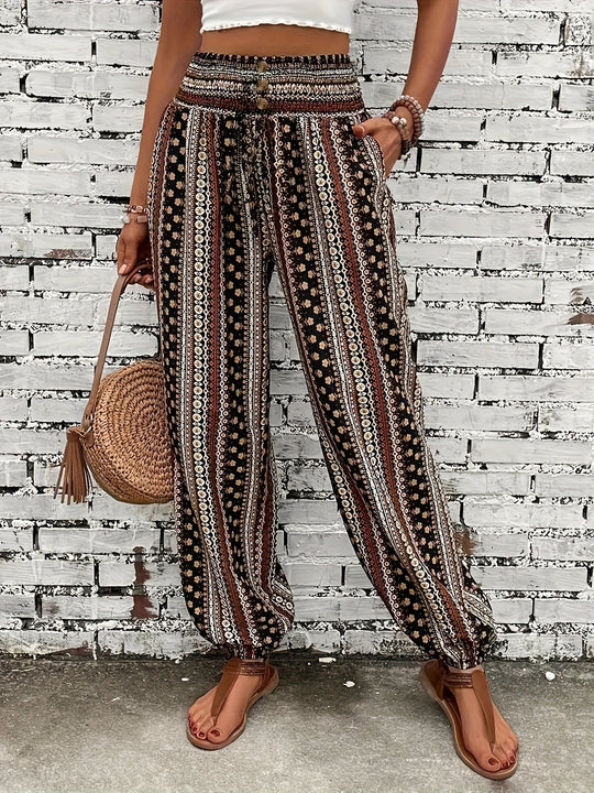 Heidi-Mode | Hohe Taille Druckhose Instant Boho Vibe