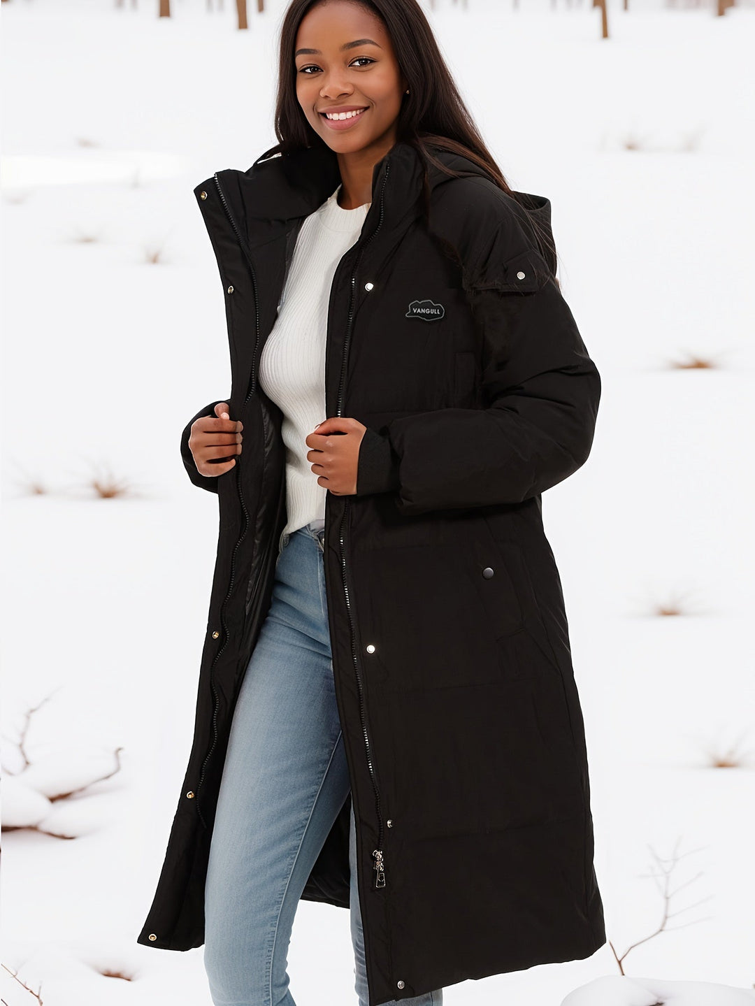 Heidi-Mode | Stylischer schwarzer Parka Wintermantel mit Kapuze und Futter Ideal für Herbst/Winter