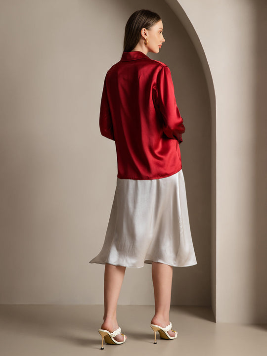 Heidi-Mode | Damen Klassische Seide Langarmshirt