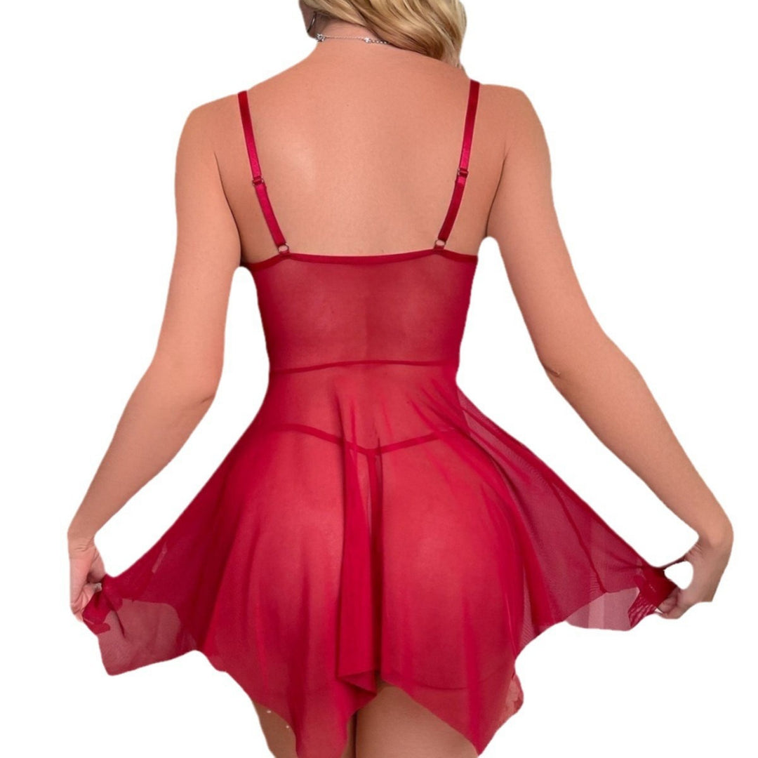 Heidi Mode | Sexy Spitzen-Mesh-Nachthemd mit Strapsen