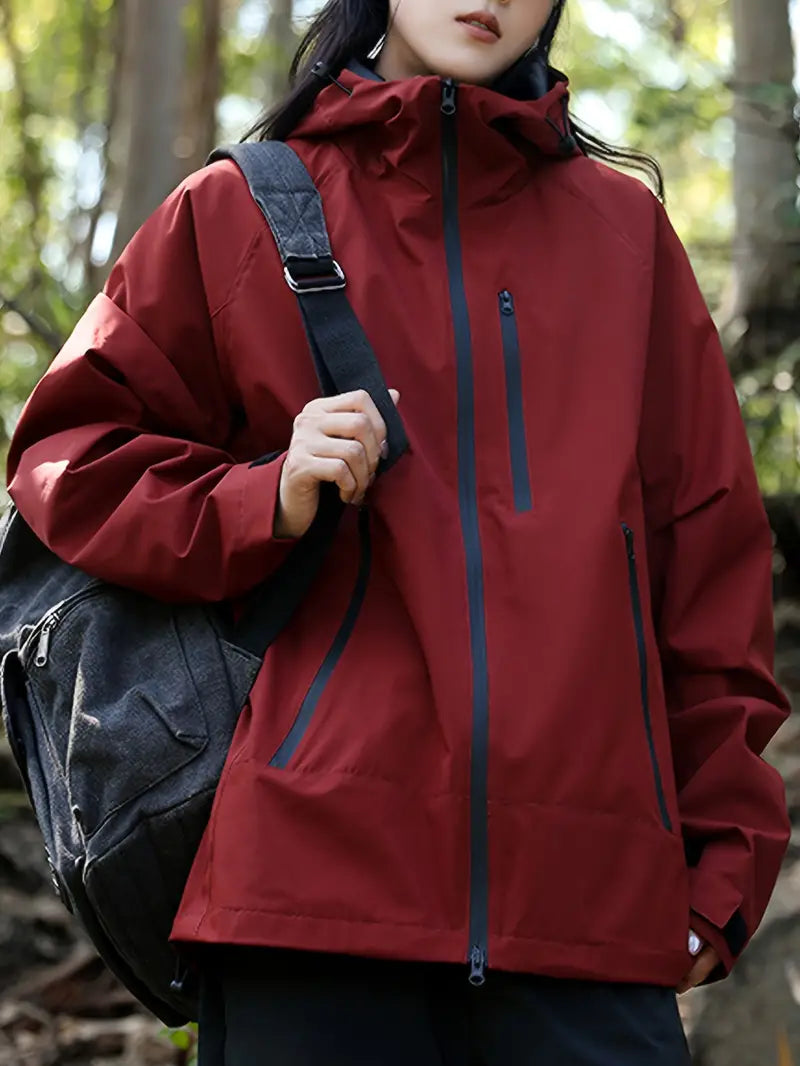 Heidi-Mode - Wasser- und winddichte Damenregenjacke mit Kapuze und Taschen