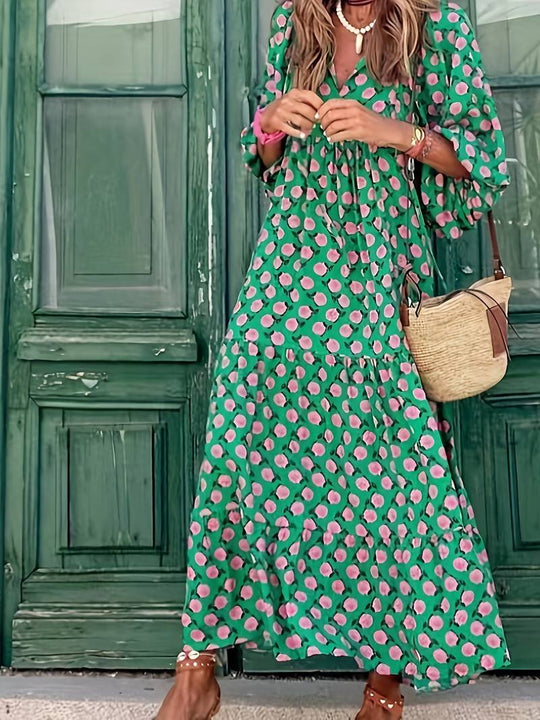 boho maxi jurk met bloemenprint