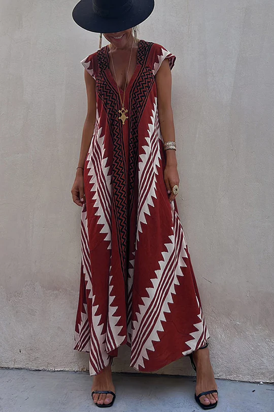 Heidi-Mode | Maxi Strandkleid mit Ethno-Muster