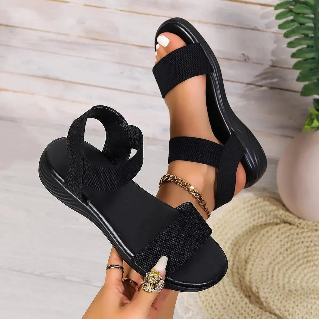 Heidi-Mode | Sommer Leinsandalen mit elastischem Riemen