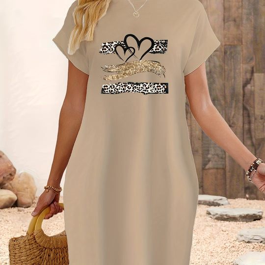 Heidi-Mode | Kleid mit Herzen und Pantherdruck mit Taschen