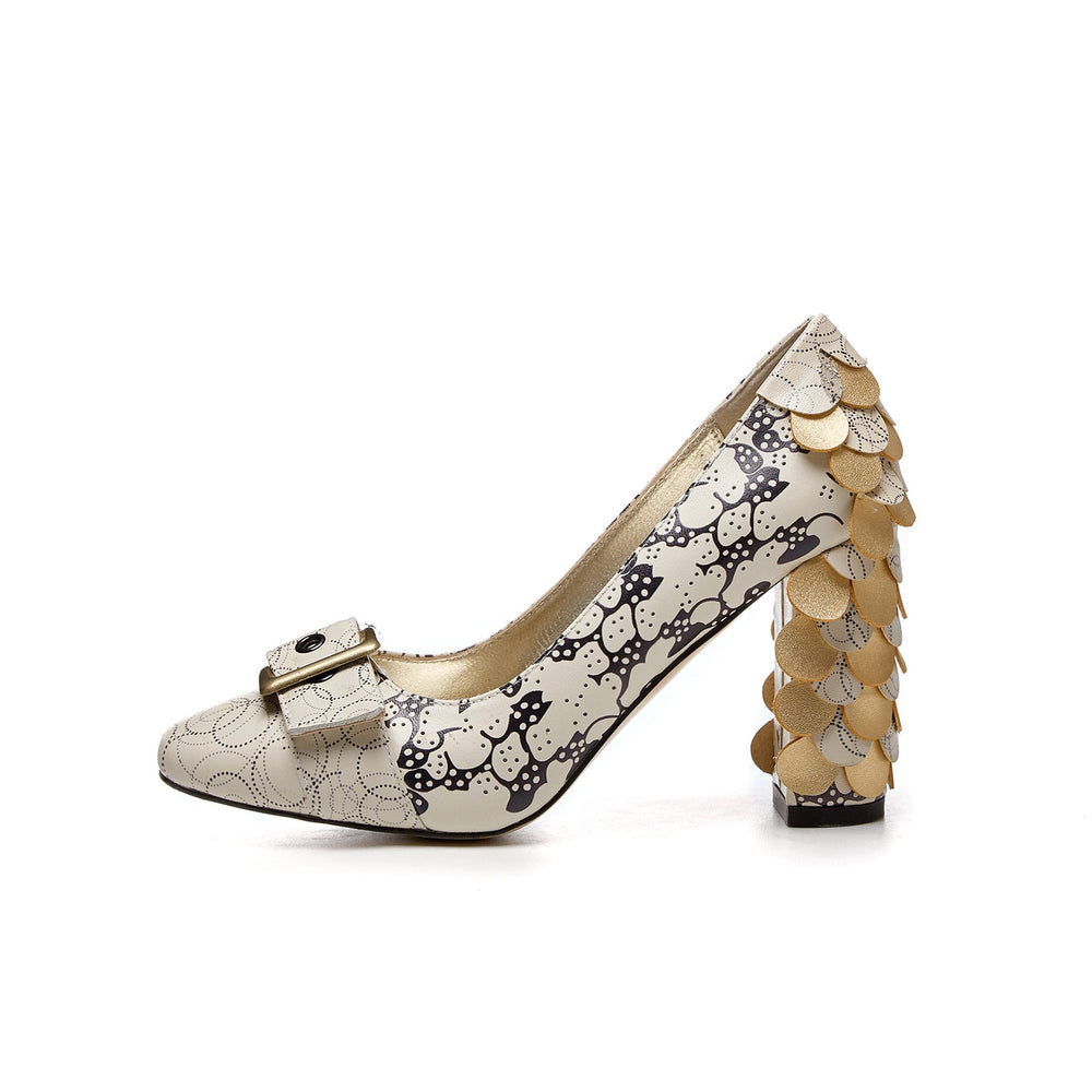 Heidi-Mode | Chunky Heel High Heels Große Größen Schuhe Gedruckt Fleischkreuz