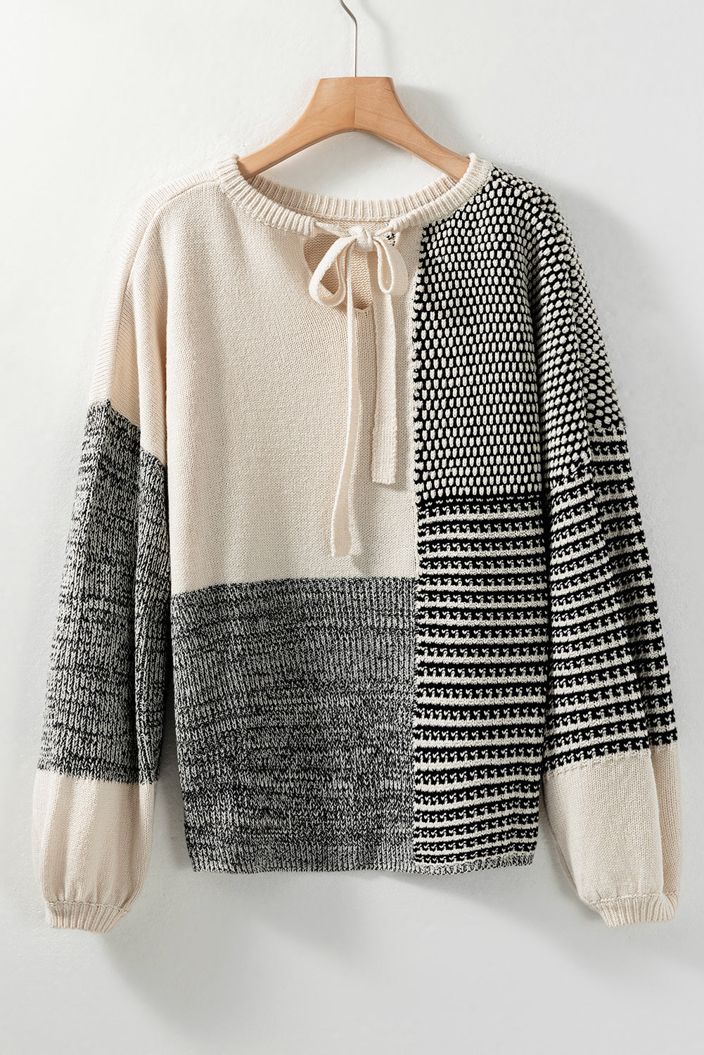 Neutraler Colorblock Pullover Zum Binden