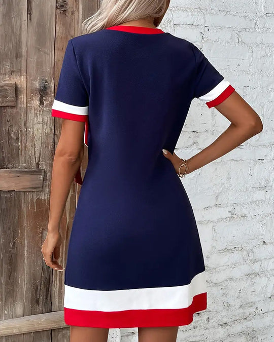 Heidi-Mode | Kleid Kurzärmlig Kontrastband