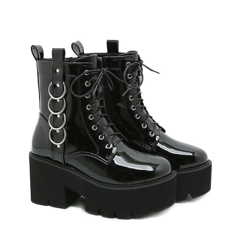 Heidi-Mode | Motorrad Air Doc Martens Muffin Plattform Stiefel für Frauen