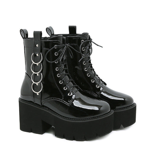 Heidi-Mode | Motorrad Air Doc Martens Muffin Plattform Stiefel für Frauen