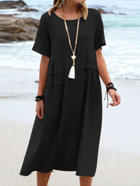 Einfache Casual Baumwolle Kleid